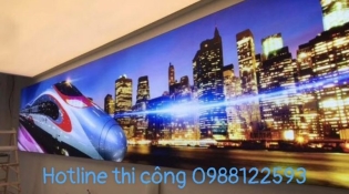 vách 3d tại căn hộ trên cao