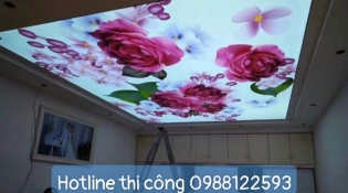 trần xuyên sáng về hoa tại phòng Spa, mang lại cảm giác thư giãn thoải mái