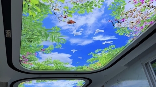 Trần xuyên sáng 3D cho Phòng Khách gia đình