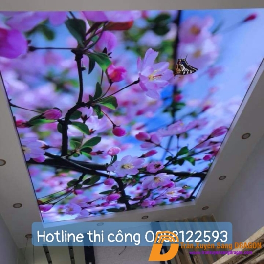 trần xuyên sáng 3d chủ đề hoa