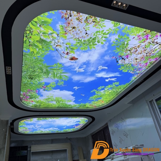 Trần xuyên sáng 3D cho Phòng Khách gia đình