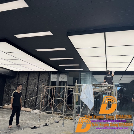 Trần xuyên sáng tại không gian hầm xe biệt thự
